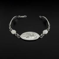 Hummingbird - Silver Link Bracelet with Moonstone