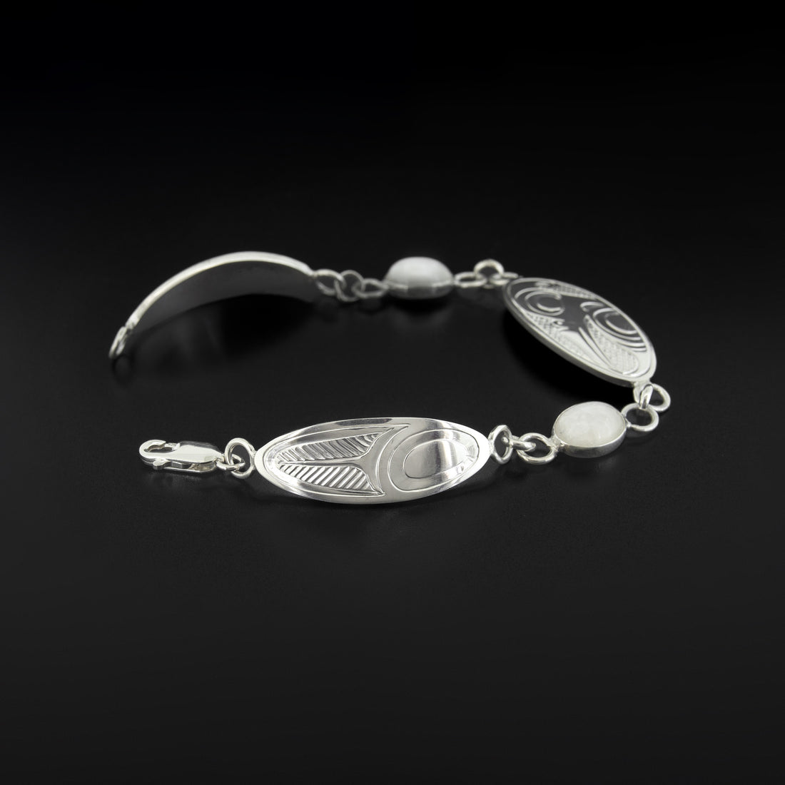 Hummingbird - Silver Link Bracelet with Moonstone