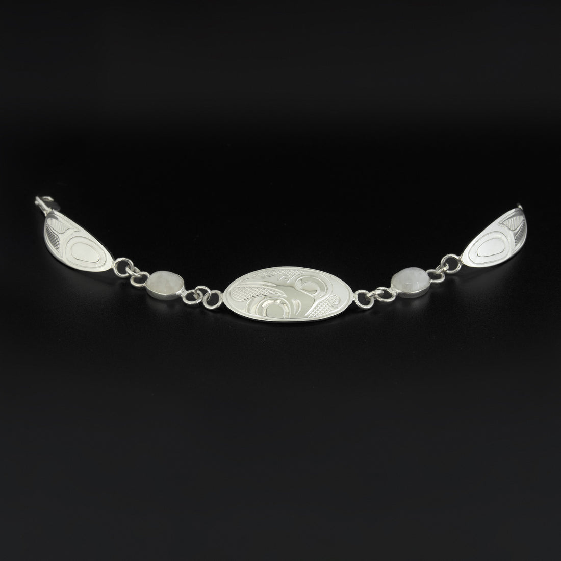Hummingbird - Silver Link Bracelet with Moonstone