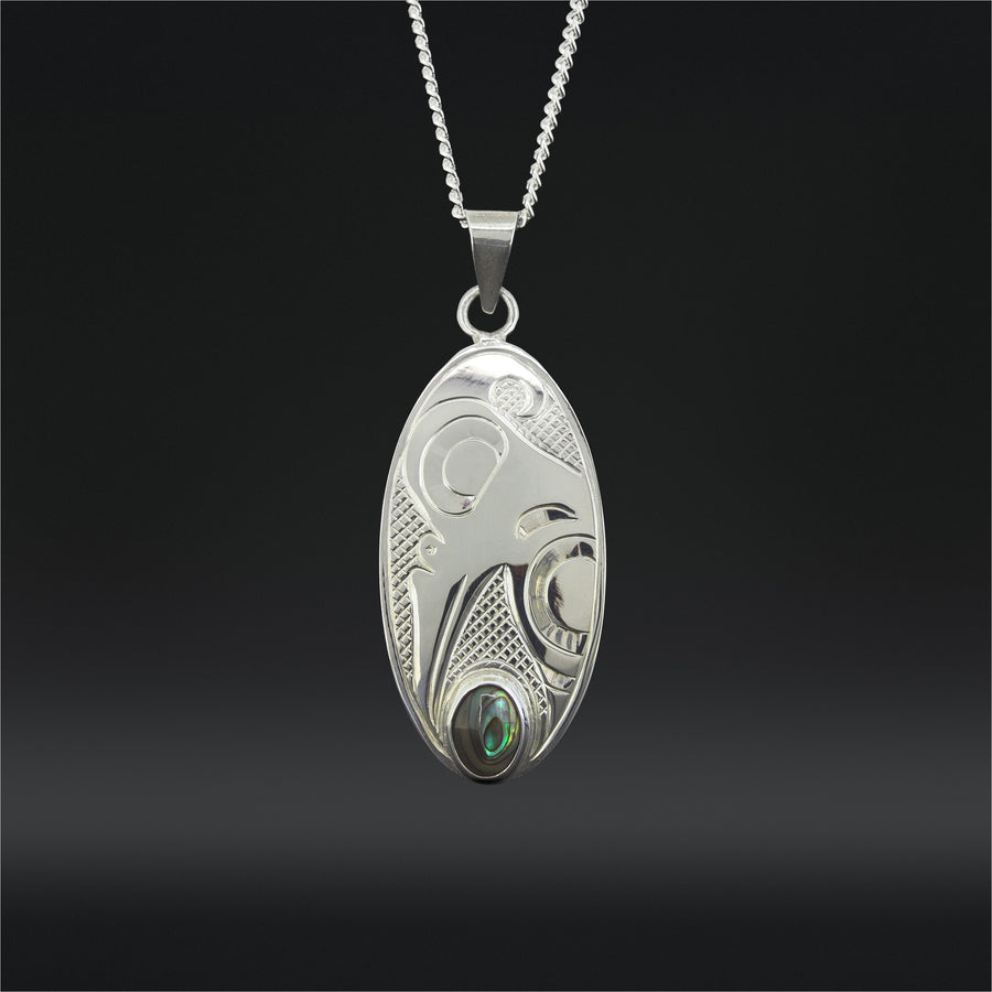 Hummingbird - Silver Pendant with Abalone