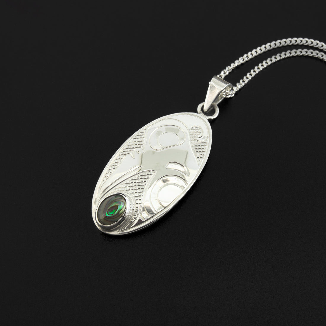 Hummingbird - Silver Pendant with Abalone
