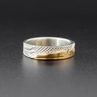 Hummingbird - Silver Ring with 14k Gold