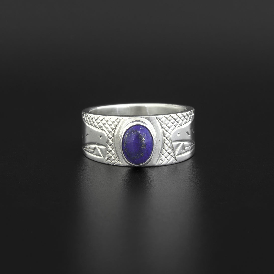 Wolves - Silver Ring with Lapis