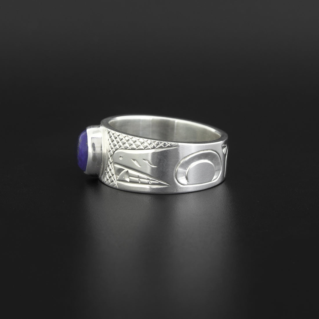 Wolves - Silver Ring with Lapis