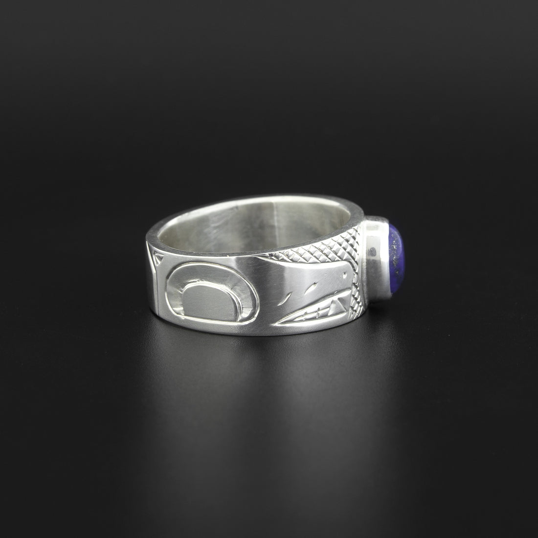 Wolves - Silver Ring with Lapis