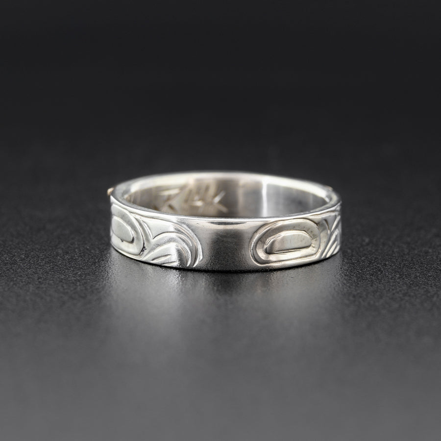 Wolf - Silver Ring with 14k Gold