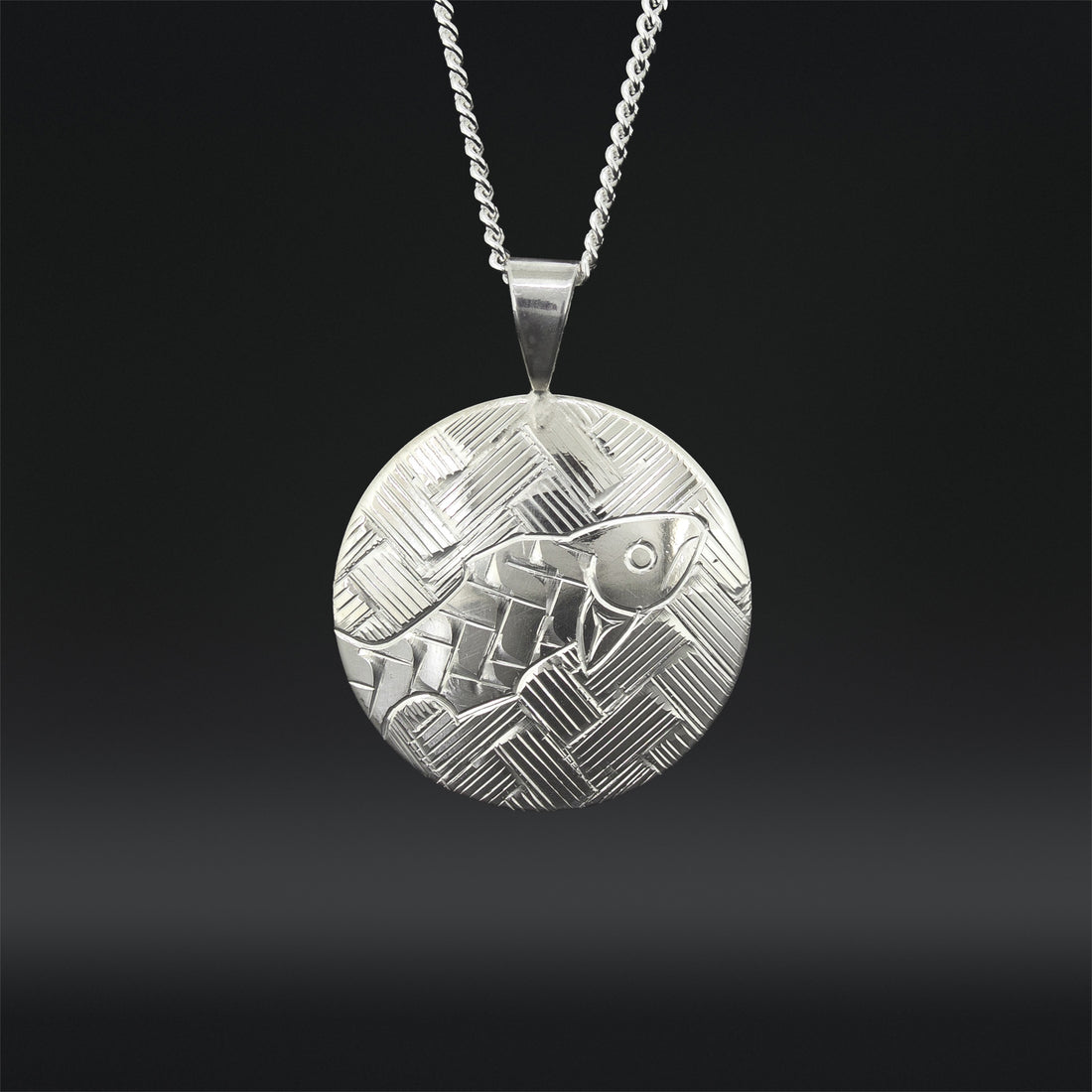 Weaving Salmon - Silver Pendant