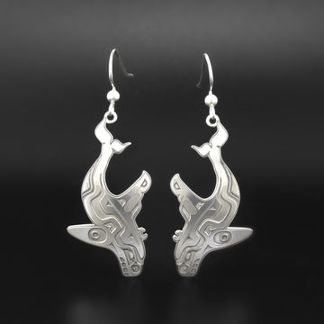 Diving Orcas - Silver Earrings