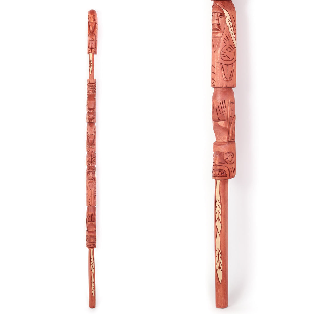Raven, Bear, Wolf, Human, and Whale - Five Figure Talking Stick