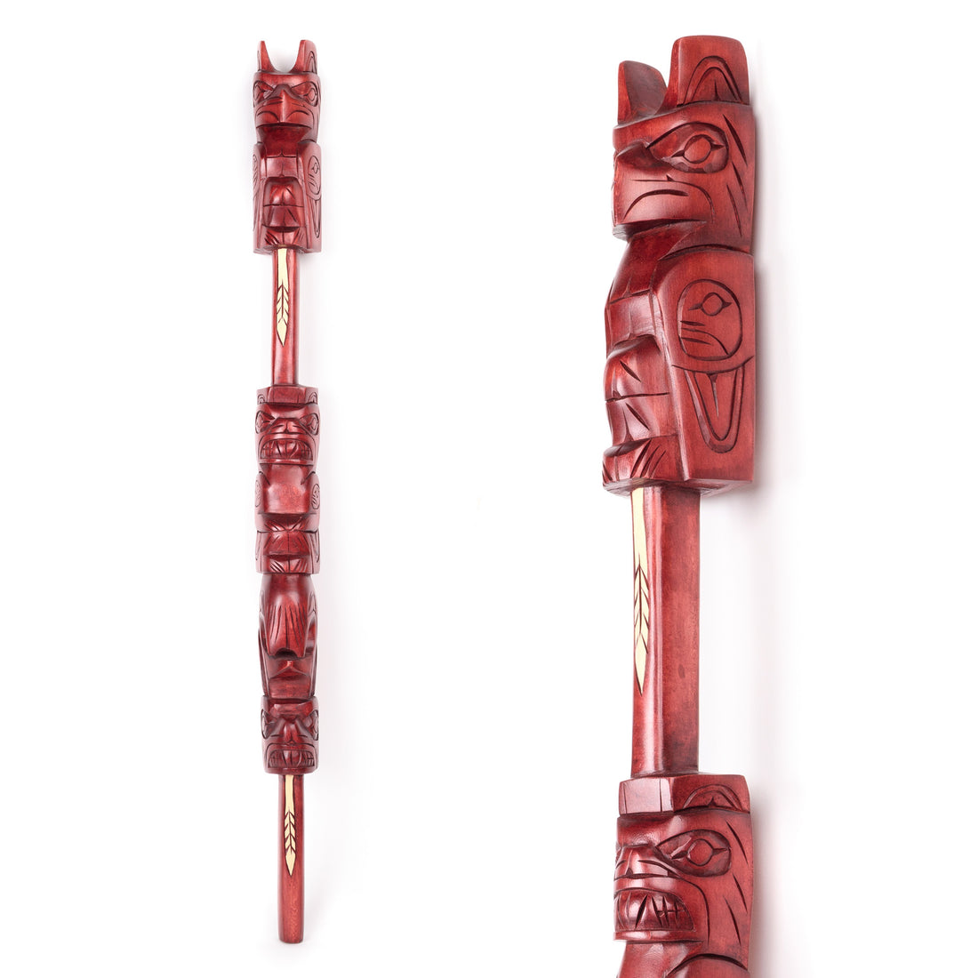 Thunderbird, Bear, and Killerwhale - Yellow Cedar Talking Stick