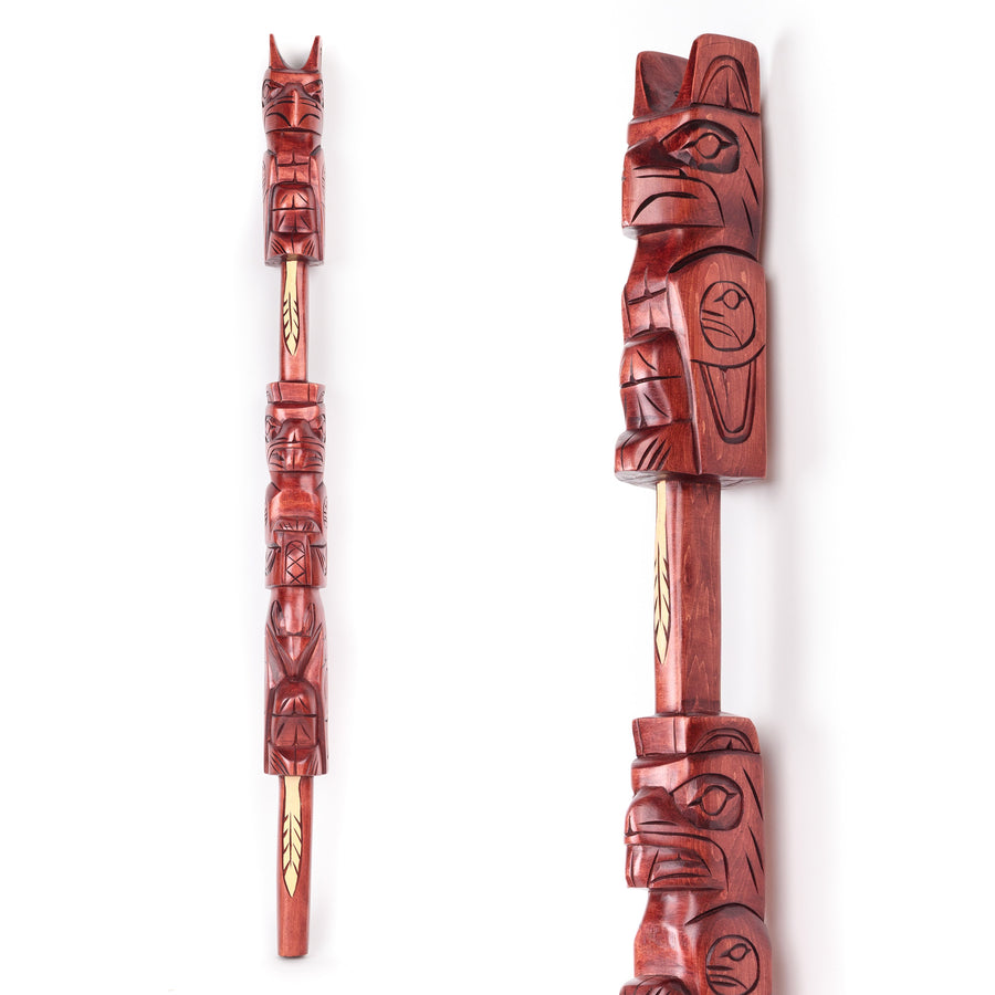 Thunderbird, Beaver, and Raven - Yellow Cedar Talking Stick
