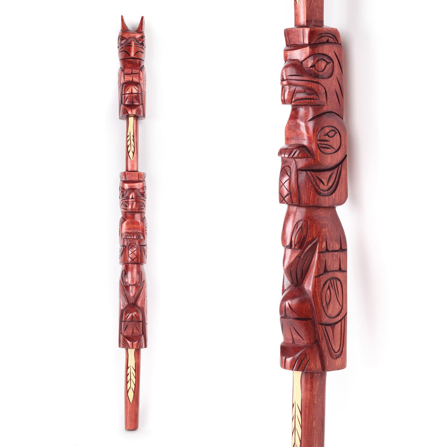 Thunderbird, Beaver, and Raven - Yellow Cedar Talking Stick