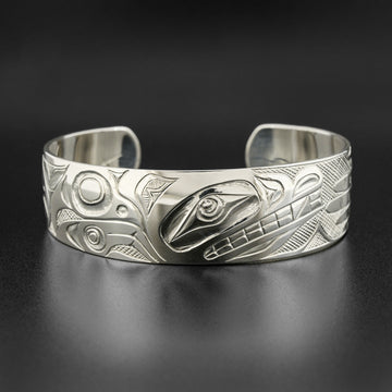 Wolf and Hand - Silver Bracelet