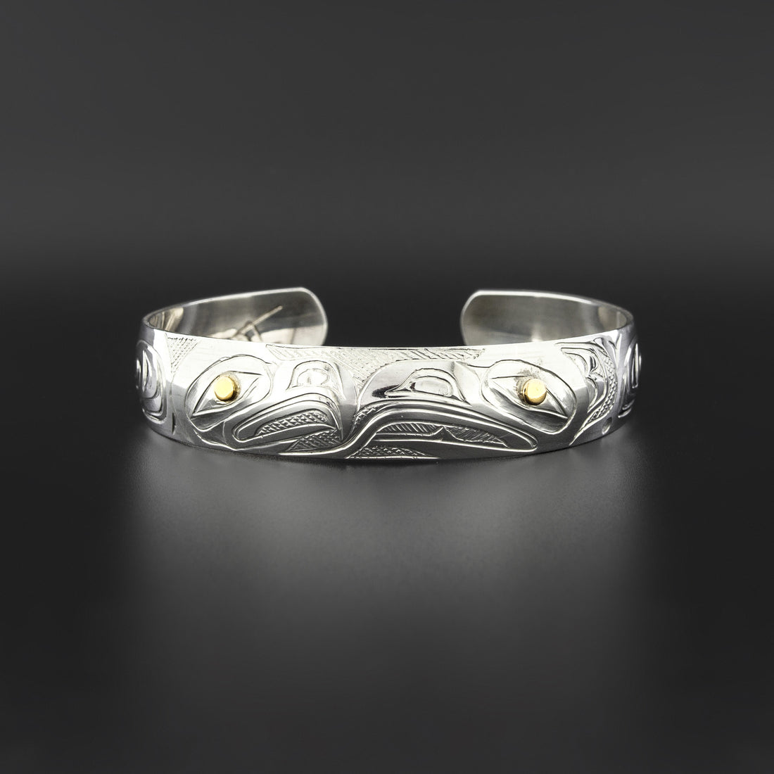 Eagle and Raven - Silver Bracelet with 14k Gold