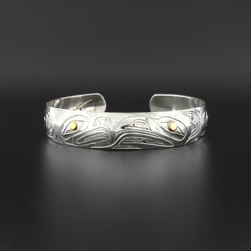 Eagle and Raven - Silver Bracelet with 14k Gold