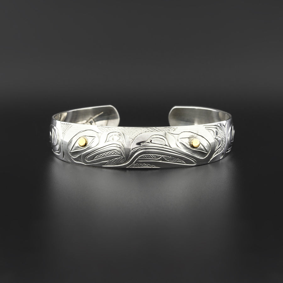 Eagle and Raven - Silver Bracelet with 14k Gold