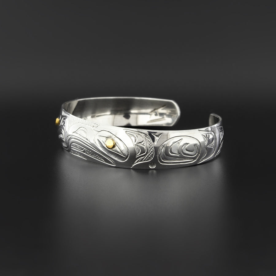 Eagle and Raven - Silver Bracelet with 14k Gold