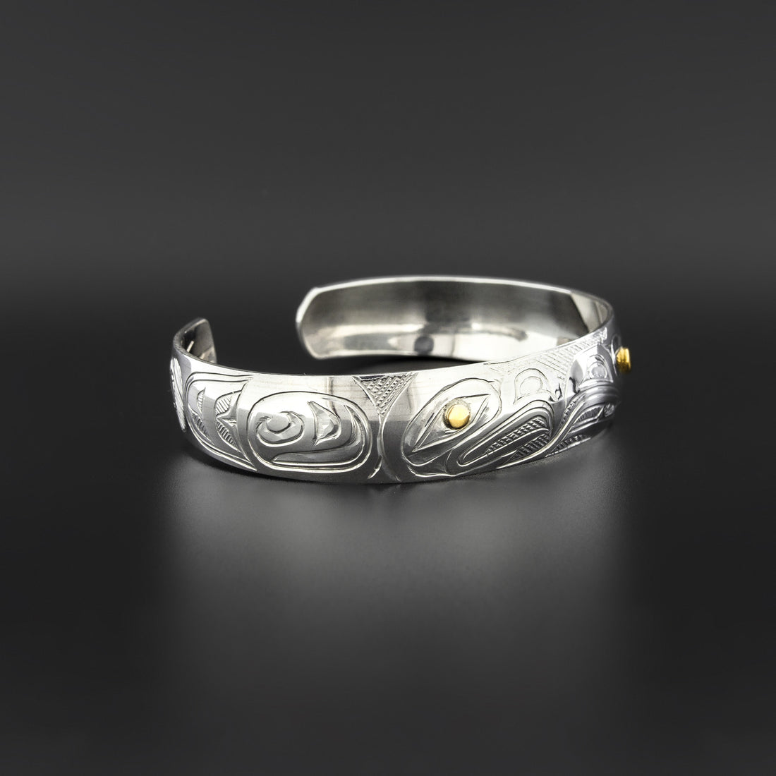 Eagle and Raven - Silver Bracelet with 14k Gold