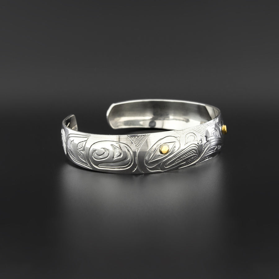 Eagle and Raven - Silver Bracelet with 14k Gold