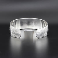 Ravens and Moon - Silver Bracelet with 14k Gold