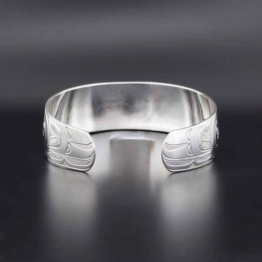 Ravens and Moon - Silver Bracelet with 14k Gold