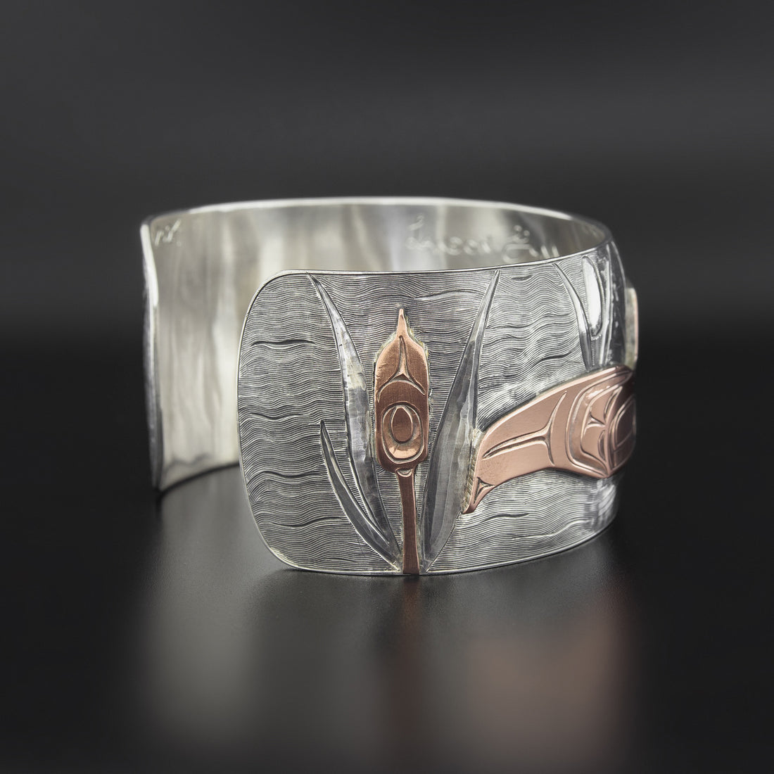 Day at the Pond - Silver Bracelet with Shibuichi and Sapphire