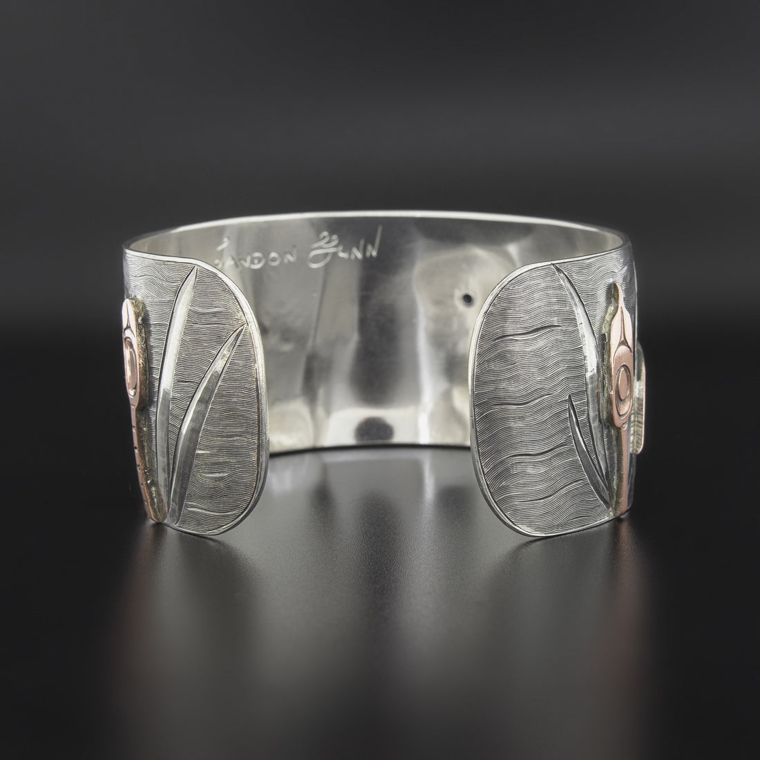 Day at the Pond - Silver Bracelet with Shibuichi and Sapphire