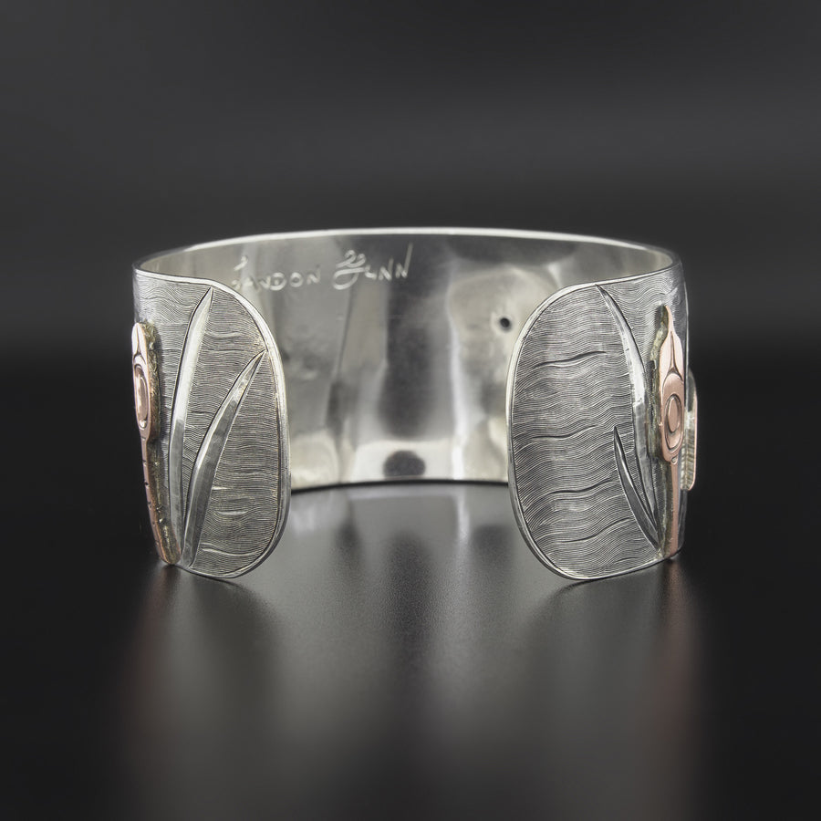Day at the Pond - Silver Bracelet with Shibuichi and Sapphire