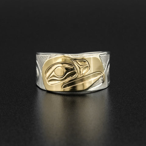 Eagle - Silver Ring with 14k Gold Overlay