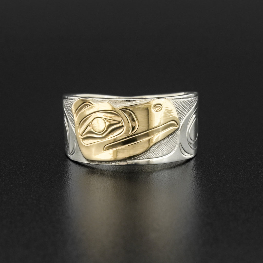 Raven - Silver Ring with 14k Gold Overlay