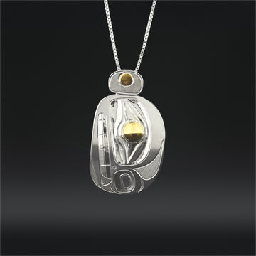 Orca - Silver Pendant with 14k Gold