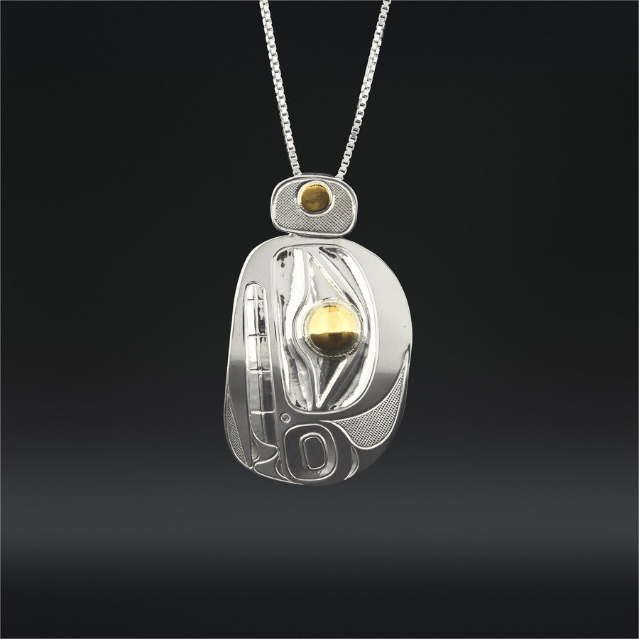 Orca - Silver Pendant with 14k Gold