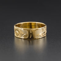 Raven and Eagle - 14k Gold Ring