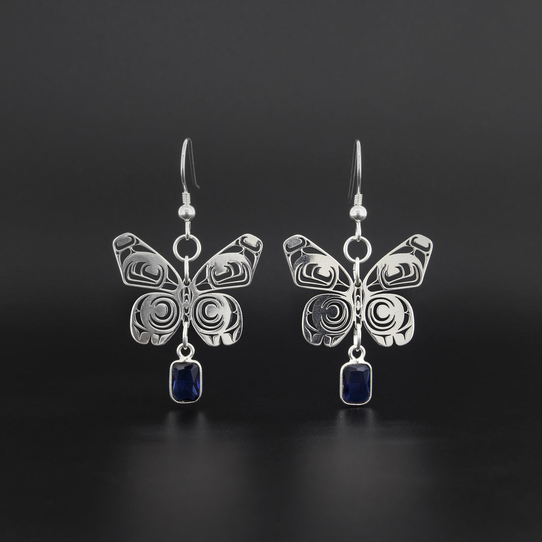 Butterfly - Silver Earrings with Sapphire