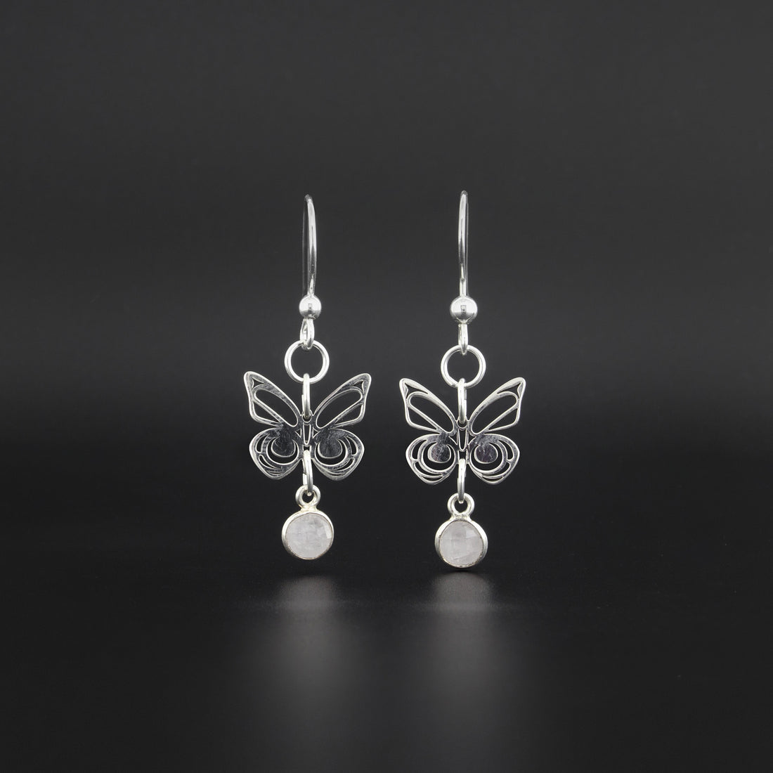 Butterfly - Silver Earrings with Quartz