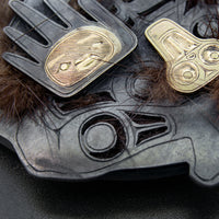 Land Otter Man - Silver Pendant with 18k Gold and Black Diamonds