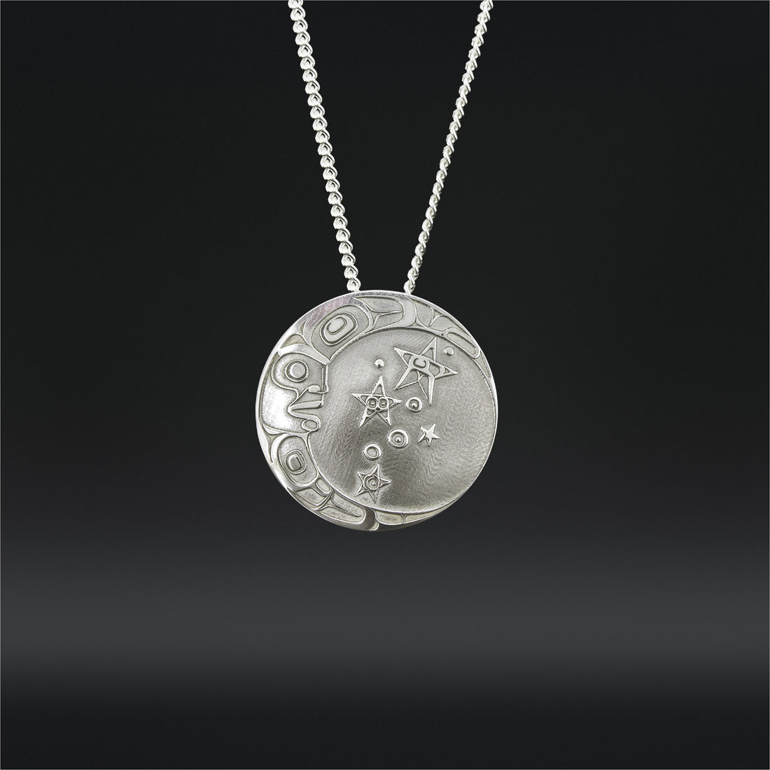 Moon and Stars - Silver Pendant