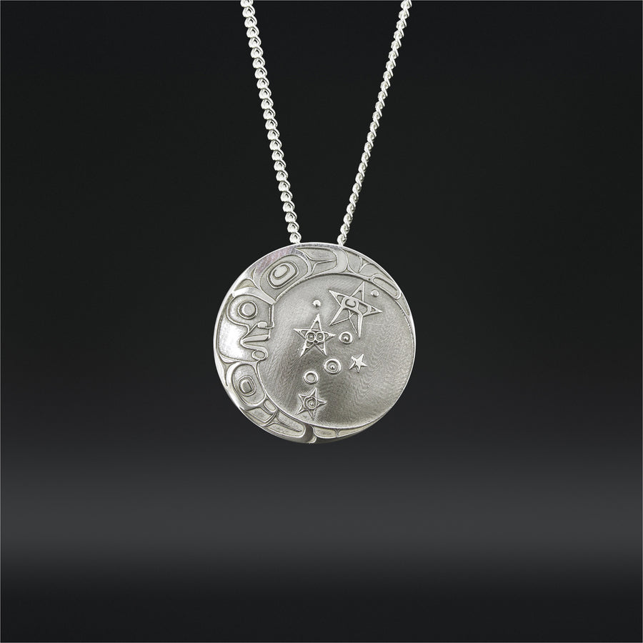 Moon and Stars - Silver Pendant