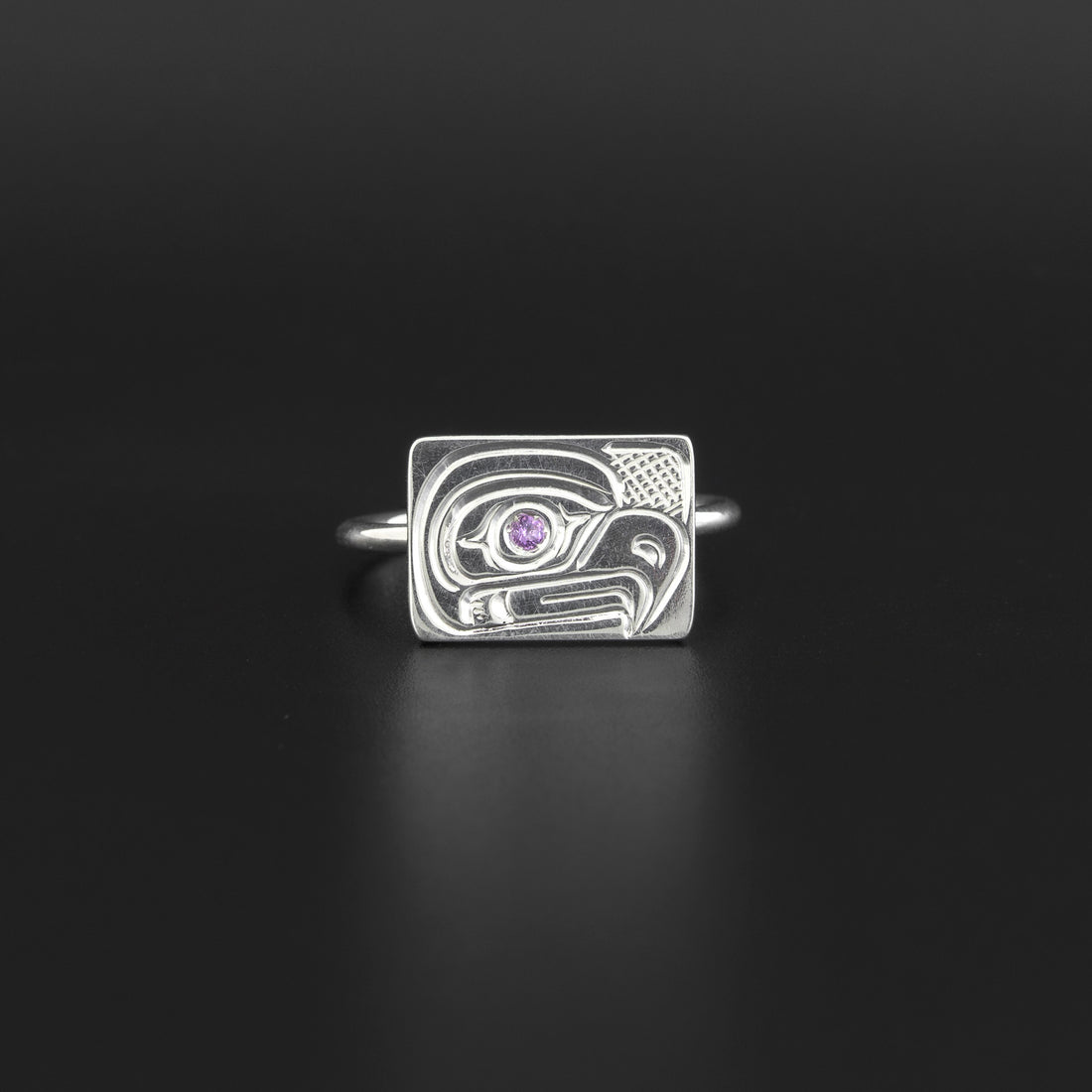Eagle - Silver Ring with Amethyst