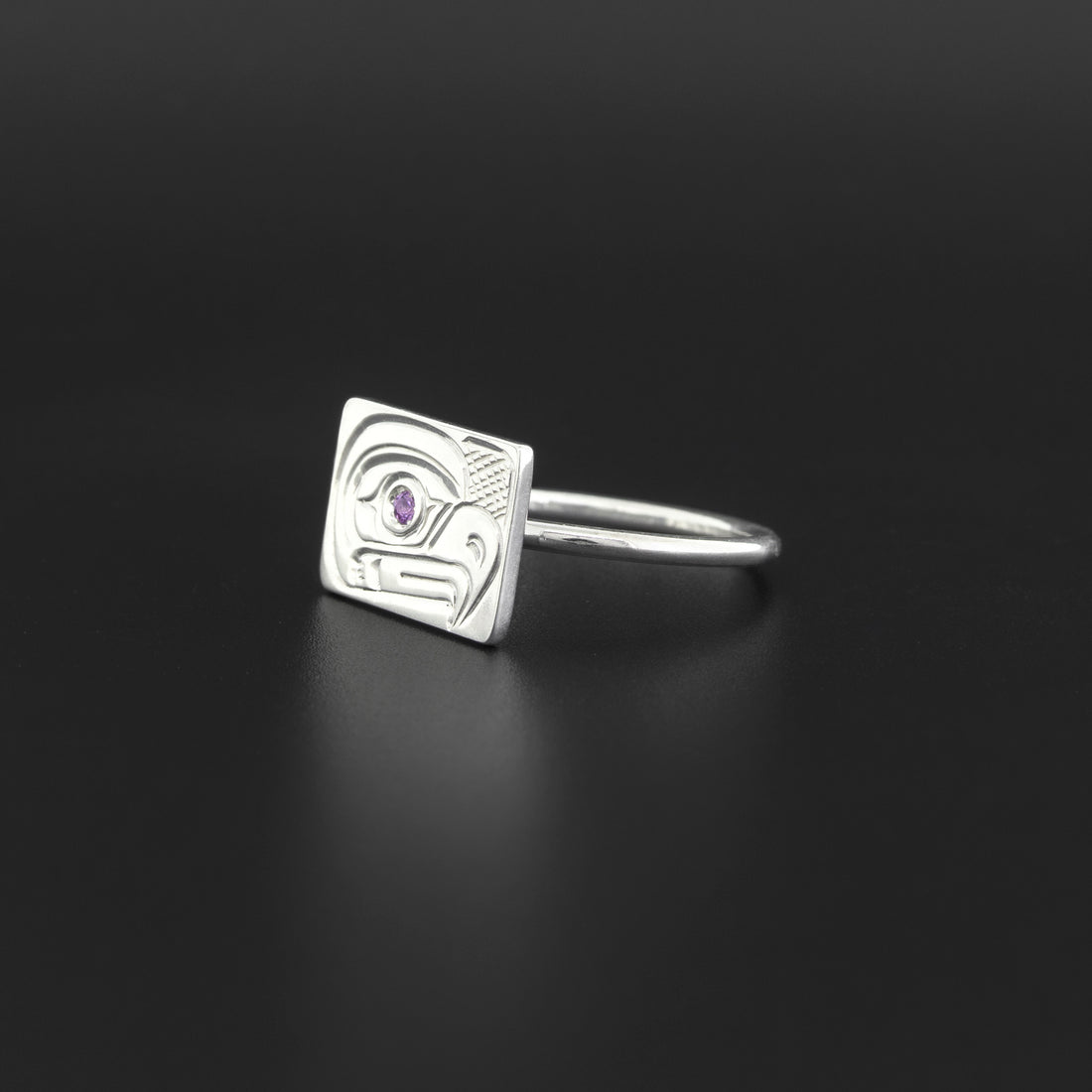 Eagle - Silver Ring with Amethyst