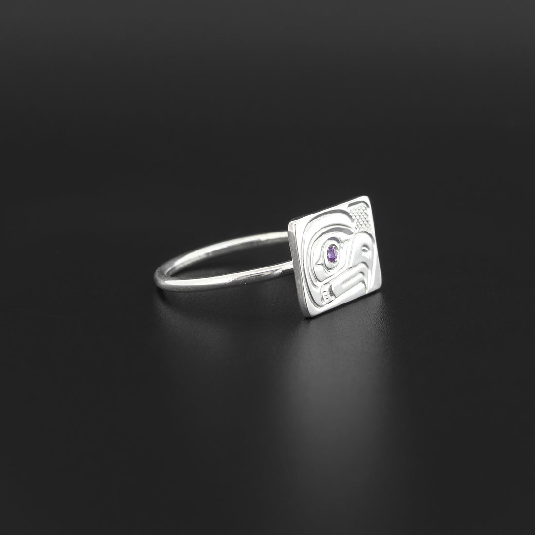 Eagle - Silver Ring with Amethyst