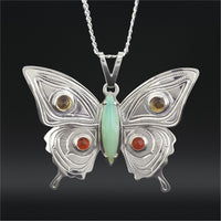 All Our Relations (Butterfly) - Silver Pendant with Citrine, Carnelian, and Chalcedony