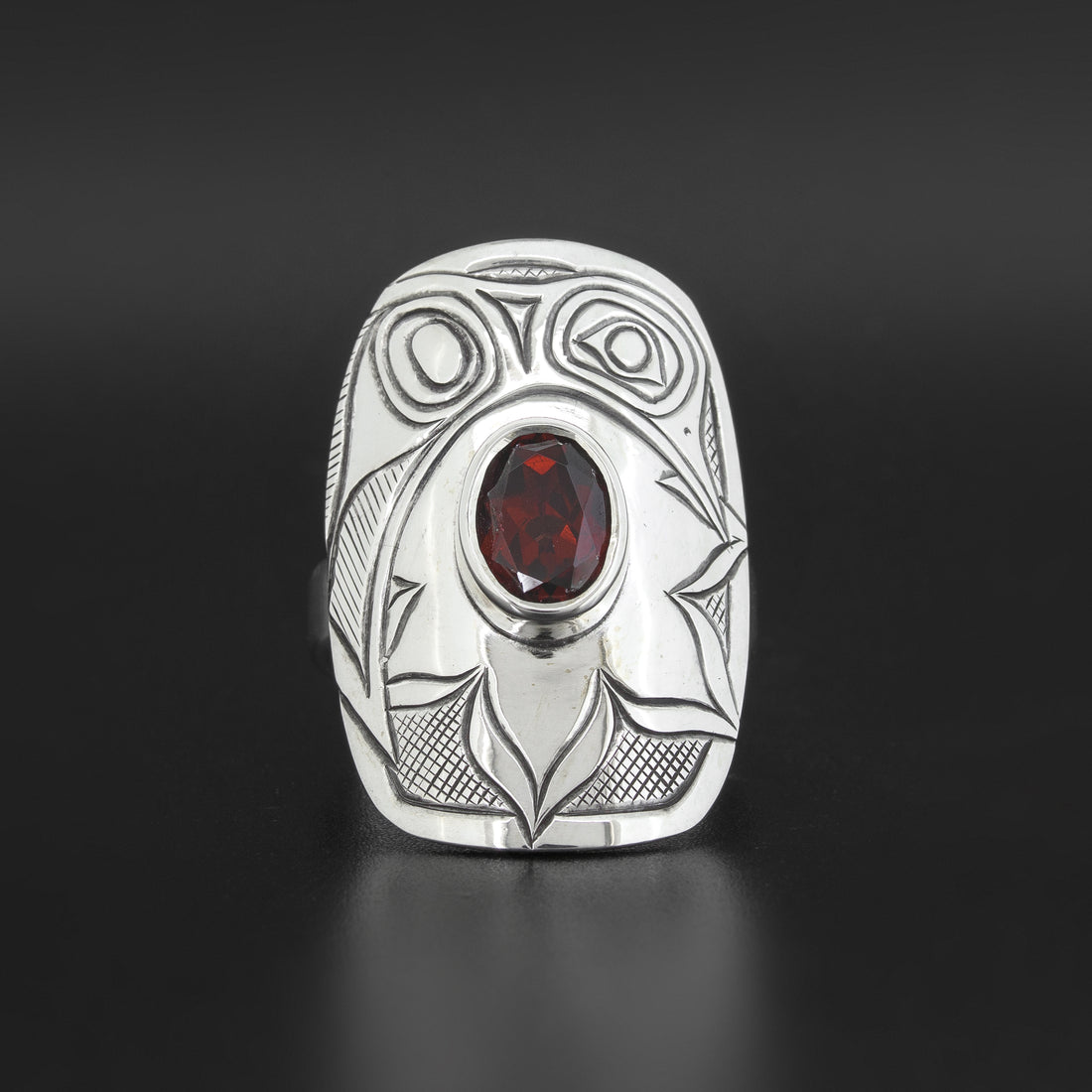 Hummingbird - Silver Ring with Garnet