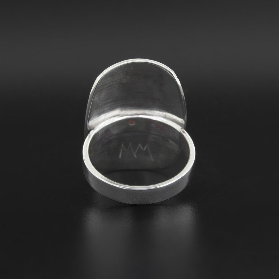 Hummingbird - Silver Ring with Garnet