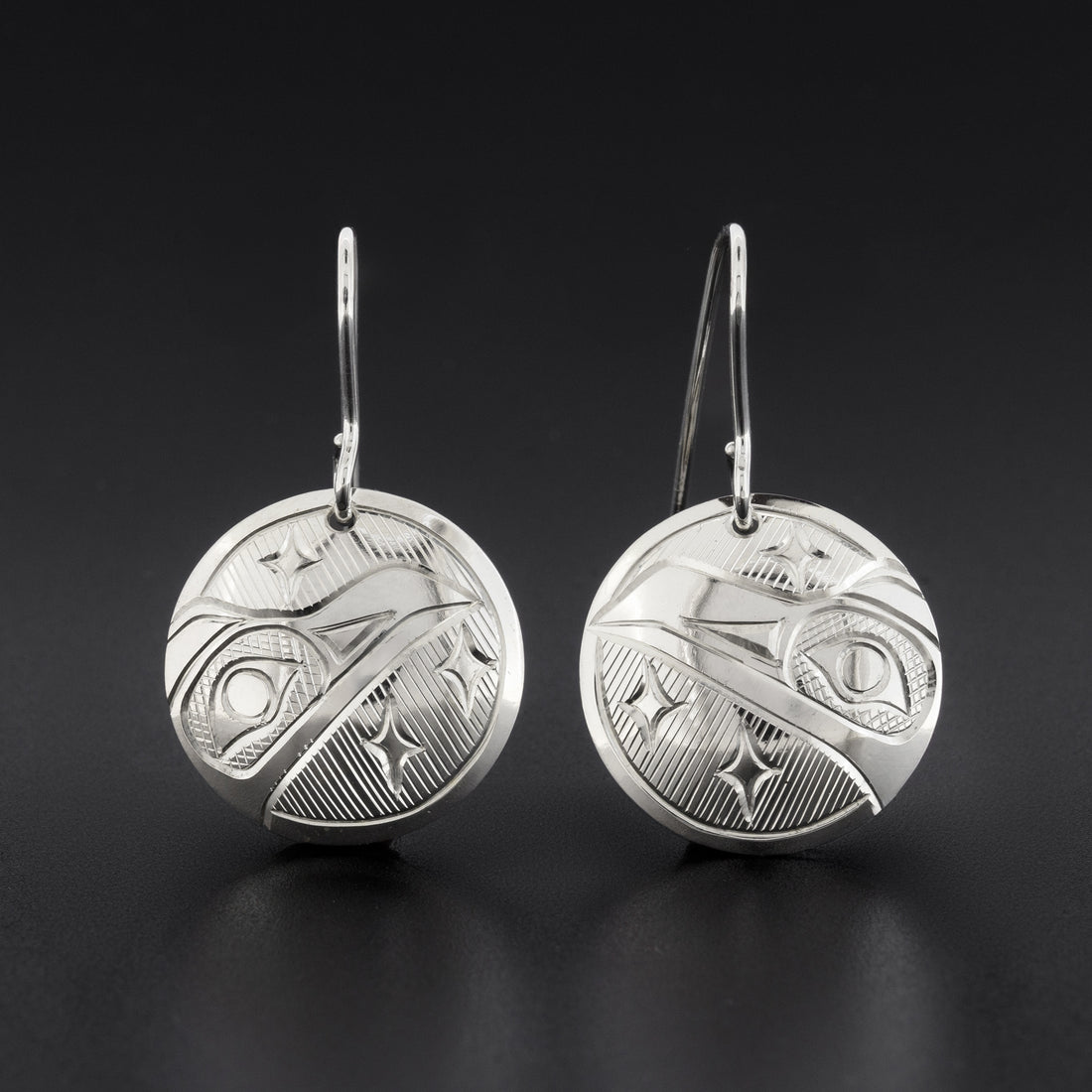 Raven and Stars - Silver Earrings