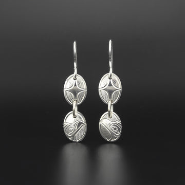 Raven and Stars - Silver Earrings