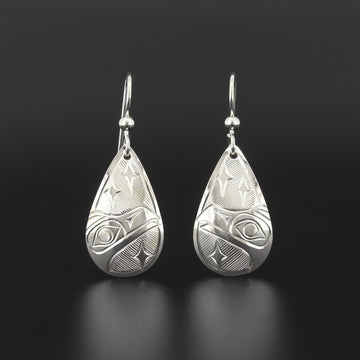 Raven and Stars - Silver Earrings