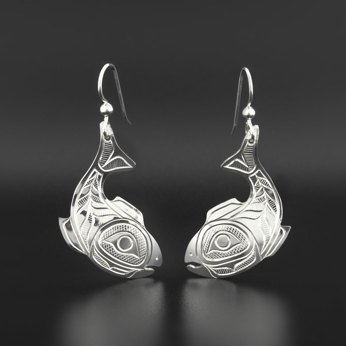 Salmon - Silver Earrings
