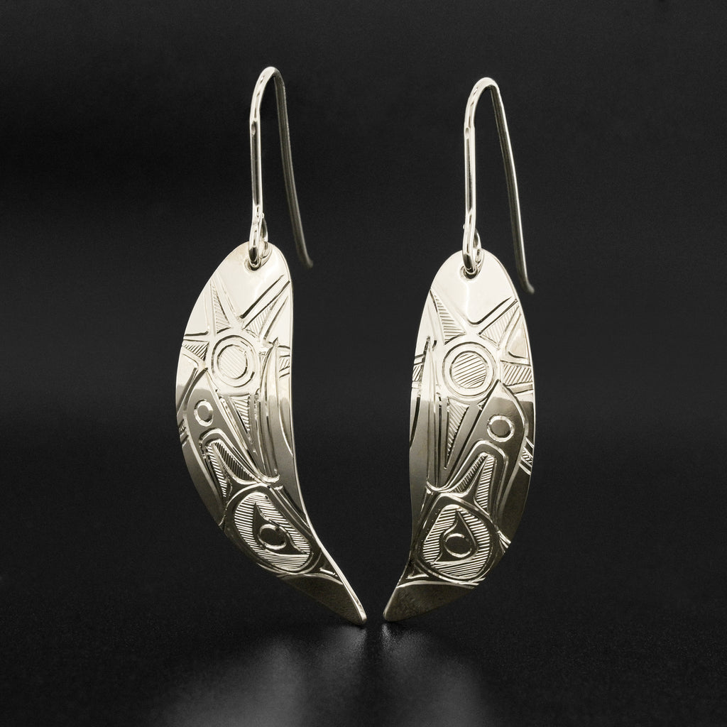 Raven and Sun - Silver Earrings