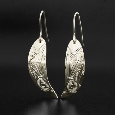 Raven and Sun - Silver Earrings